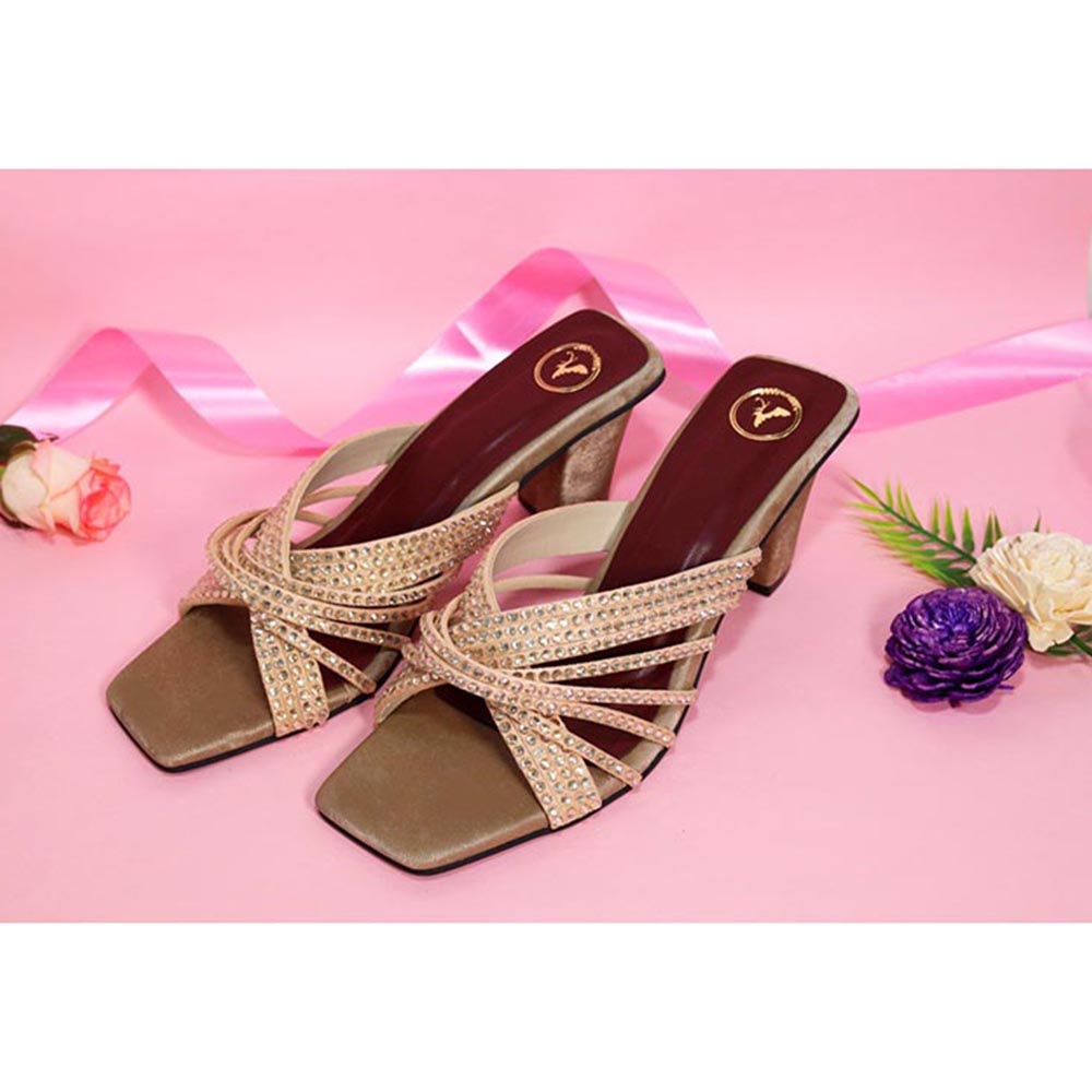 Sana K Luxurious Footwear Women Square Toe Slip On Beige Dune Block Heels