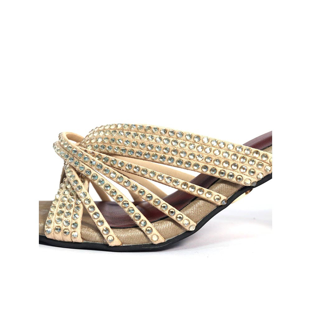 Sana K Luxurious Footwear Women Square Toe Slip On Beige Dune Block Heels