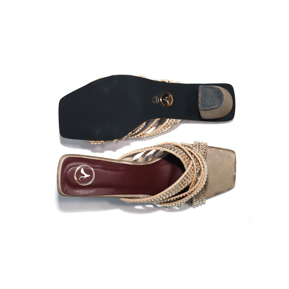 Sana K Luxurious Footwear Women Square Toe Slip On Beige Dune Block Heels