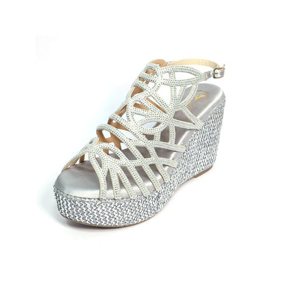 Sana K Luxurious Footwear Women Giorgia Silver Wedges Heels