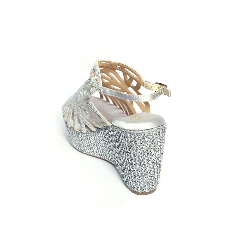 Sana K Luxurious Footwear Women Giorgia Silver Wedges Heels