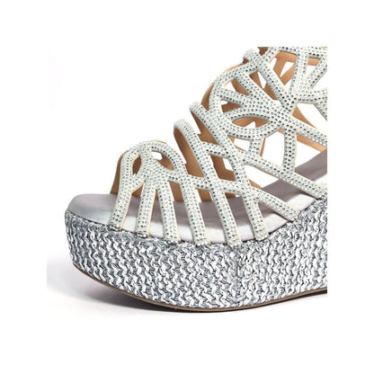 Sana K Luxurious Footwear Women Giorgia Silver Wedges Heels