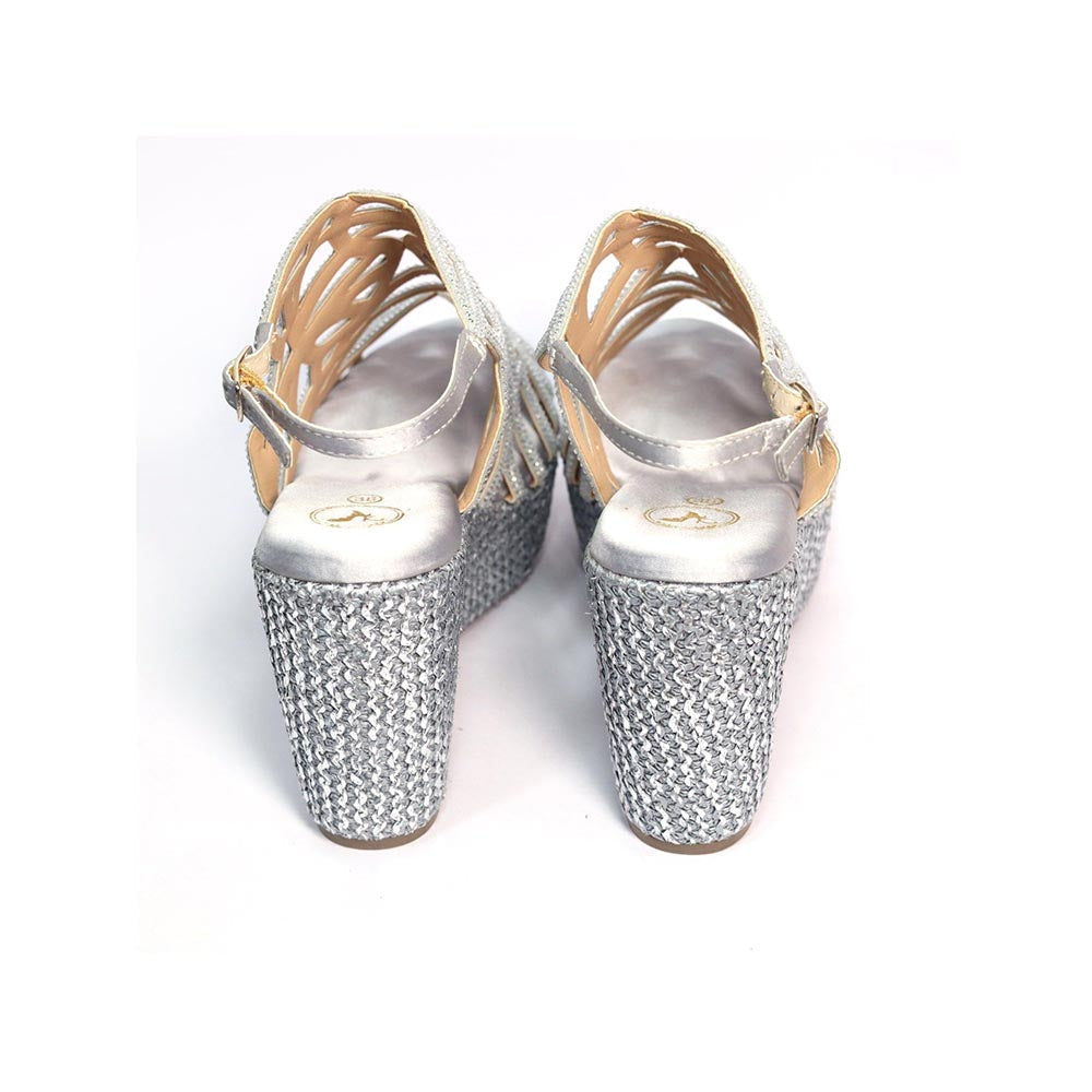 Sana K Luxurious Footwear Women Giorgia Silver Wedges Heels