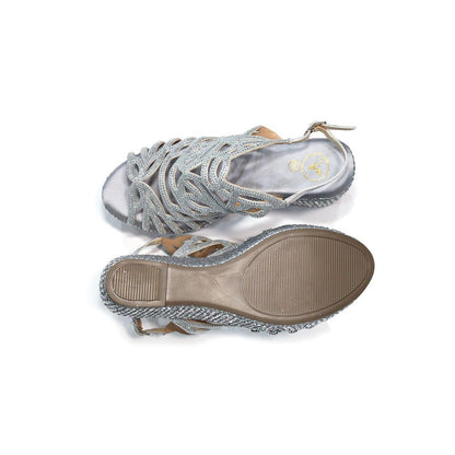 Sana K Luxurious Footwear Women Giorgia Silver Wedges Heels
