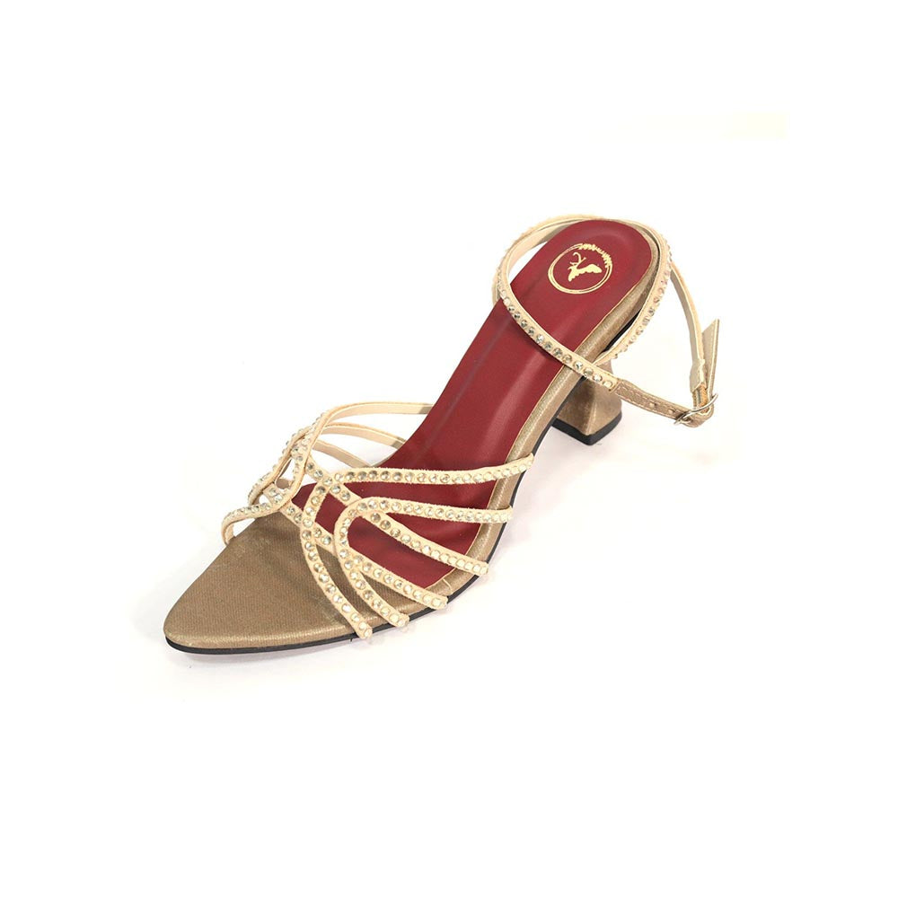 Sana K Luxurious Footwear Beige Buckle Strap Heels for Women