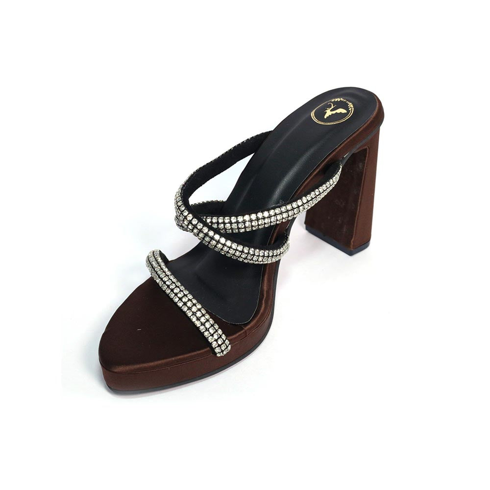 Sana K Luxurious Footwear Berry Brown Pointed Toe Heels for Women