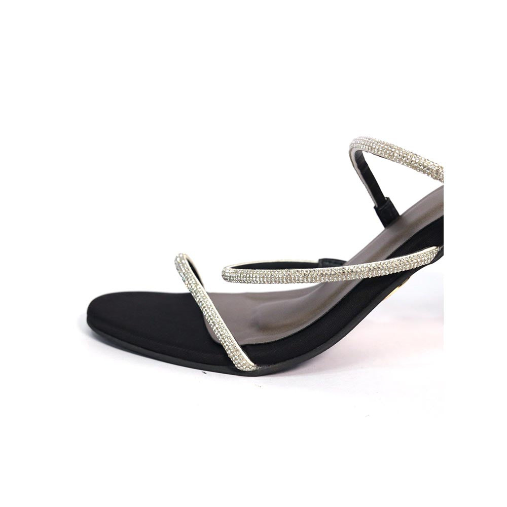 Sana K Luxurious Footwear Berry Black Round Toe Heels for Women