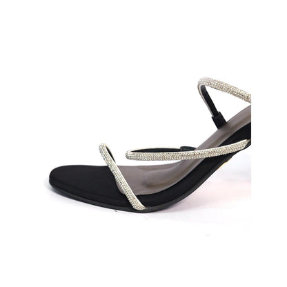 Sana K Luxurious Footwear Berry Black Round Toe Heels for Women