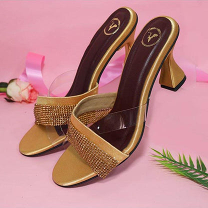 Sana K Luxurious Footwear Glance Gold Heels for Women