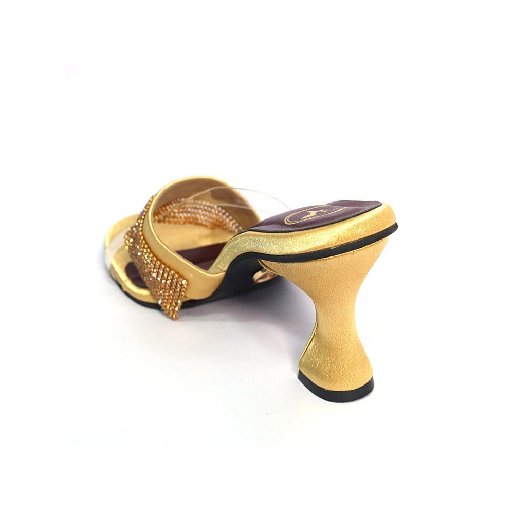 Sana K Luxurious Footwear Glance Gold Heels for Women