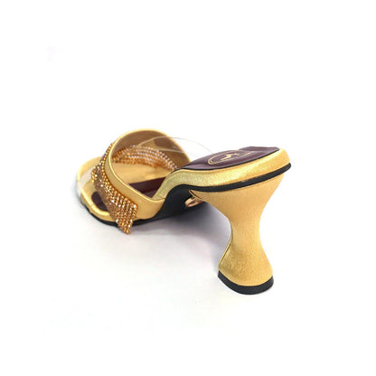 Sana K Luxurious Footwear Glance Gold Heels for Women