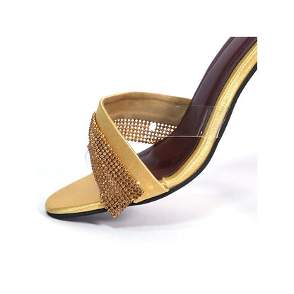 Sana K Luxurious Footwear Glance Gold Heels for Women