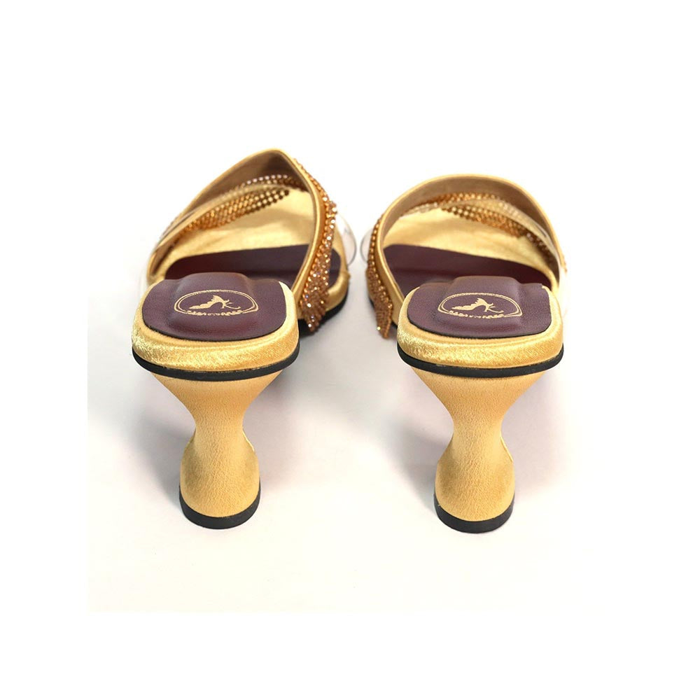 Sana K Luxurious Footwear Glance Gold Heels for Women