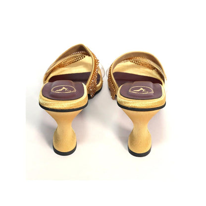 Sana K Luxurious Footwear Glance Gold Heels for Women
