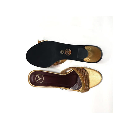 Sana K Luxurious Footwear Glance Gold Heels for Women