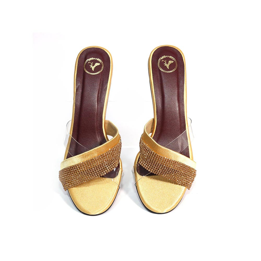 Sana K Luxurious Footwear Glance Gold Heels for Women