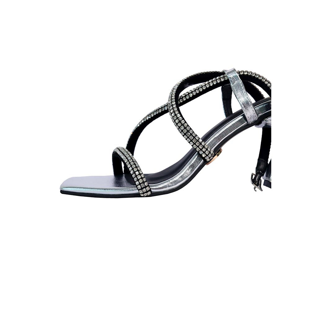 Sana K Luxurious Footwear Silver Berry Pro Heels for Women