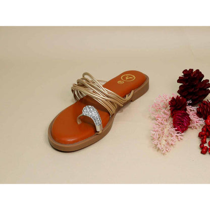 Sana K Luxurious Footwear Gold String Asha Broch Flats