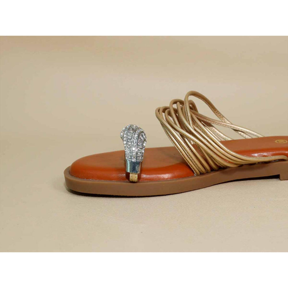 Sana K Luxurious Footwear Gold String Asha Broch Flats