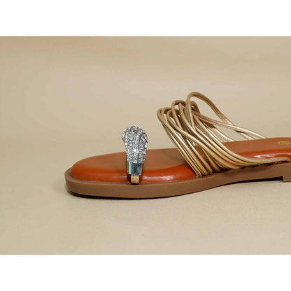Sana K Luxurious Footwear Gold String Asha Broch Flats