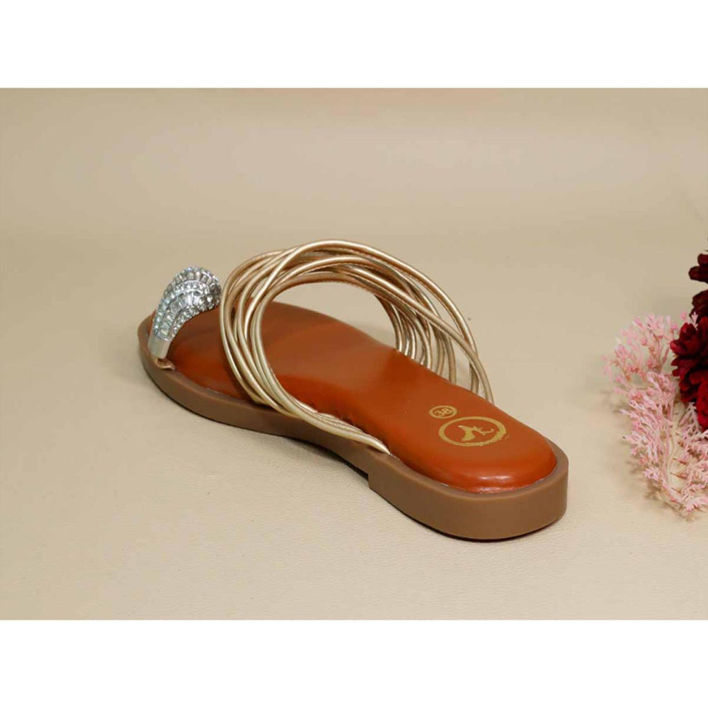 Sana K Luxurious Footwear Gold String Asha Broch Flats