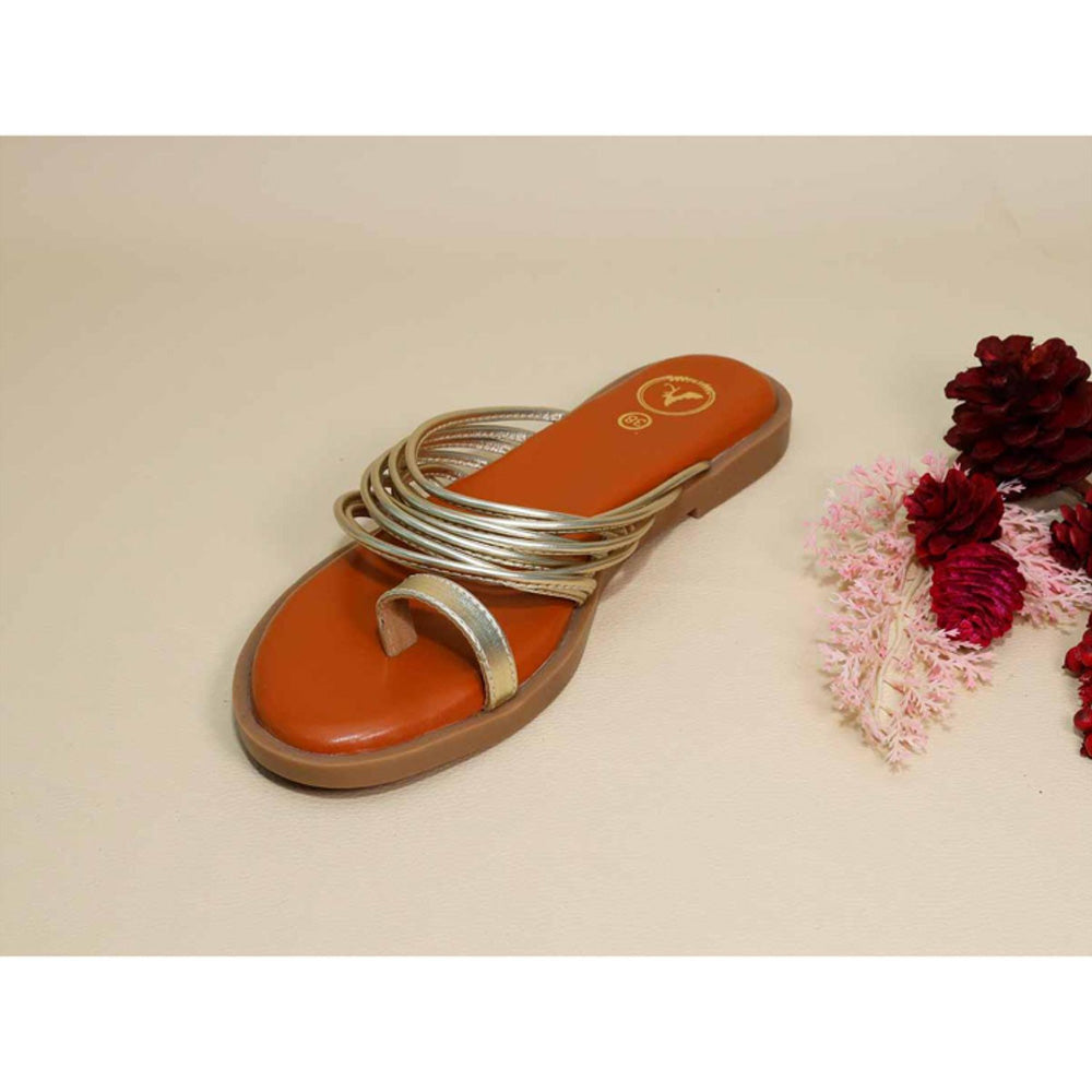 Sana K Luxurious Footwear Gold String Flats