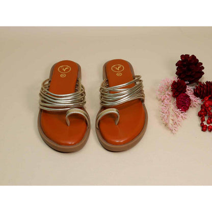 Sana K Luxurious Footwear Gold String Flats