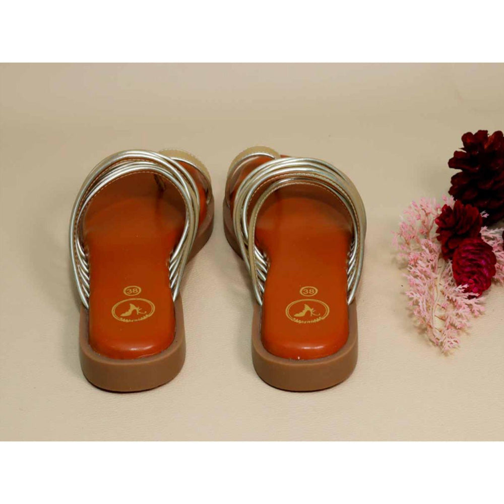 Sana K Luxurious Footwear Gold String Flats