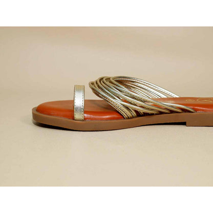 Sana K Luxurious Footwear Gold String Flats