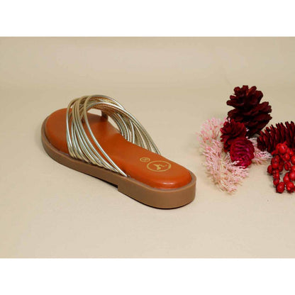 Sana K Luxurious Footwear Gold String Flats