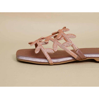 Sana K Luxurious Footwear Pink Leafy Flats