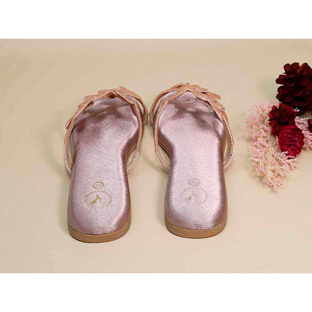 Sana K Luxurious Footwear Pink Leafy Flats