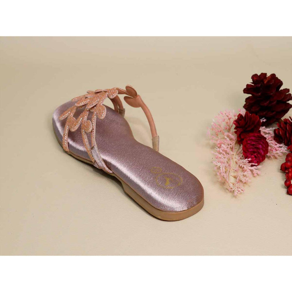 Sana K Luxurious Footwear Pink Leafy Flats