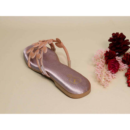 Sana K Luxurious Footwear Pink Leafy Flats