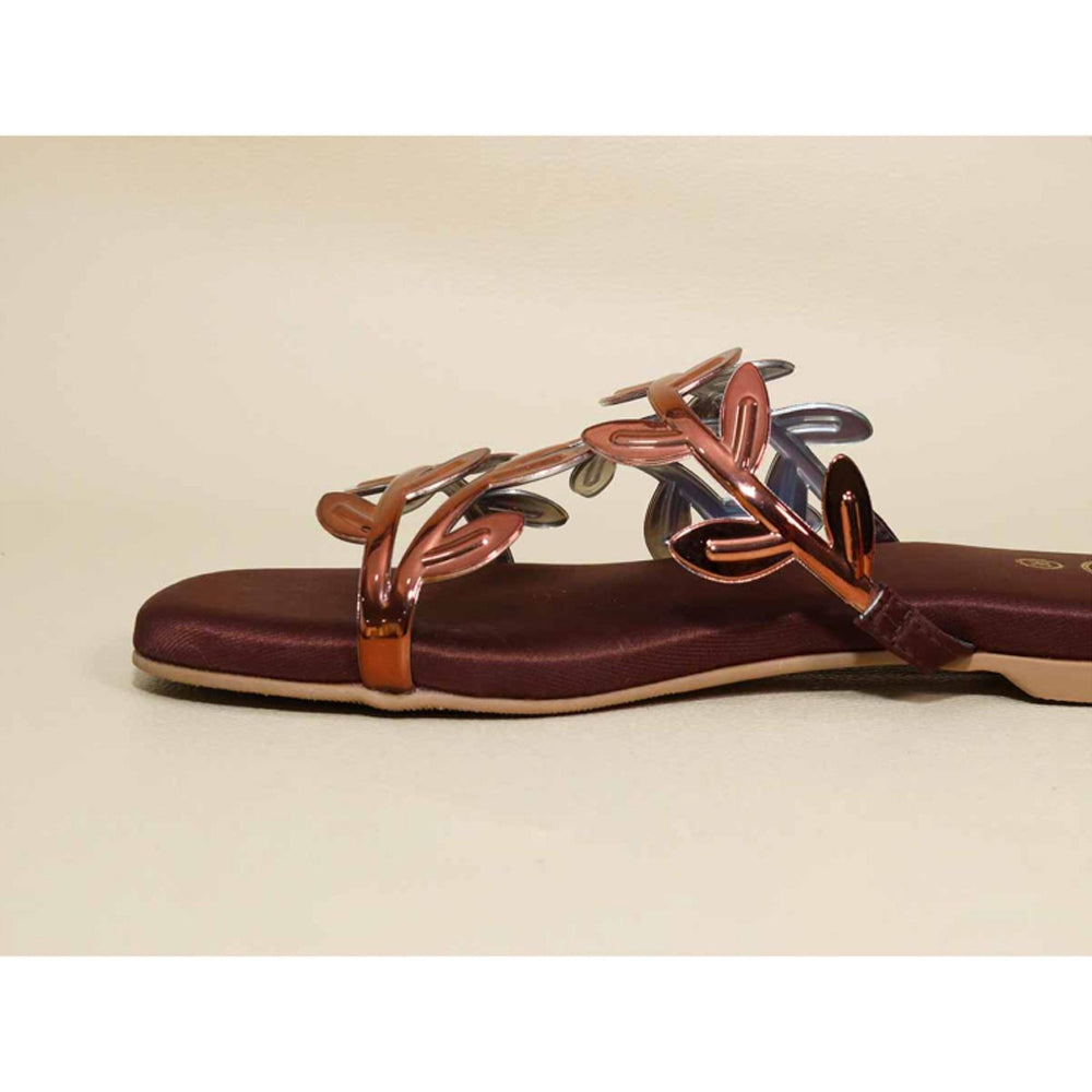 Sana K Luxurious Footwear Brown Leafy Flats