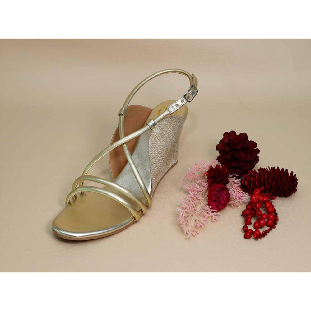 Sana K Luxurious Footwear Gold String Half Wedges