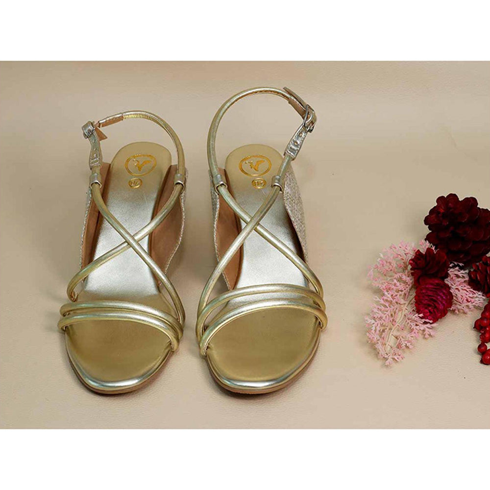 Sana K Luxurious Footwear Gold String Half Wedges