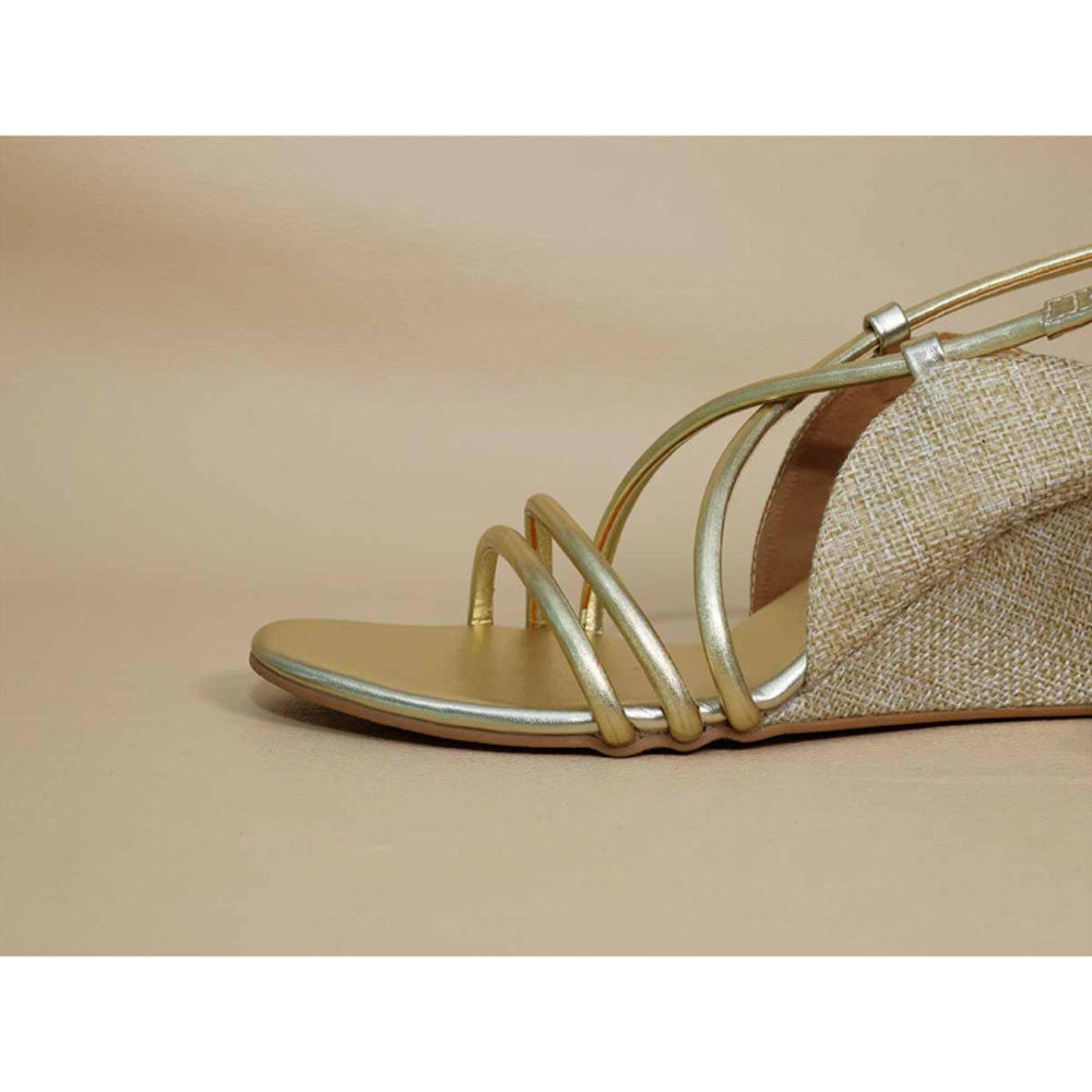 Sana K Luxurious Footwear Gold String Half Wedges