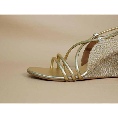 Sana K Luxurious Footwear Gold String Half Wedges