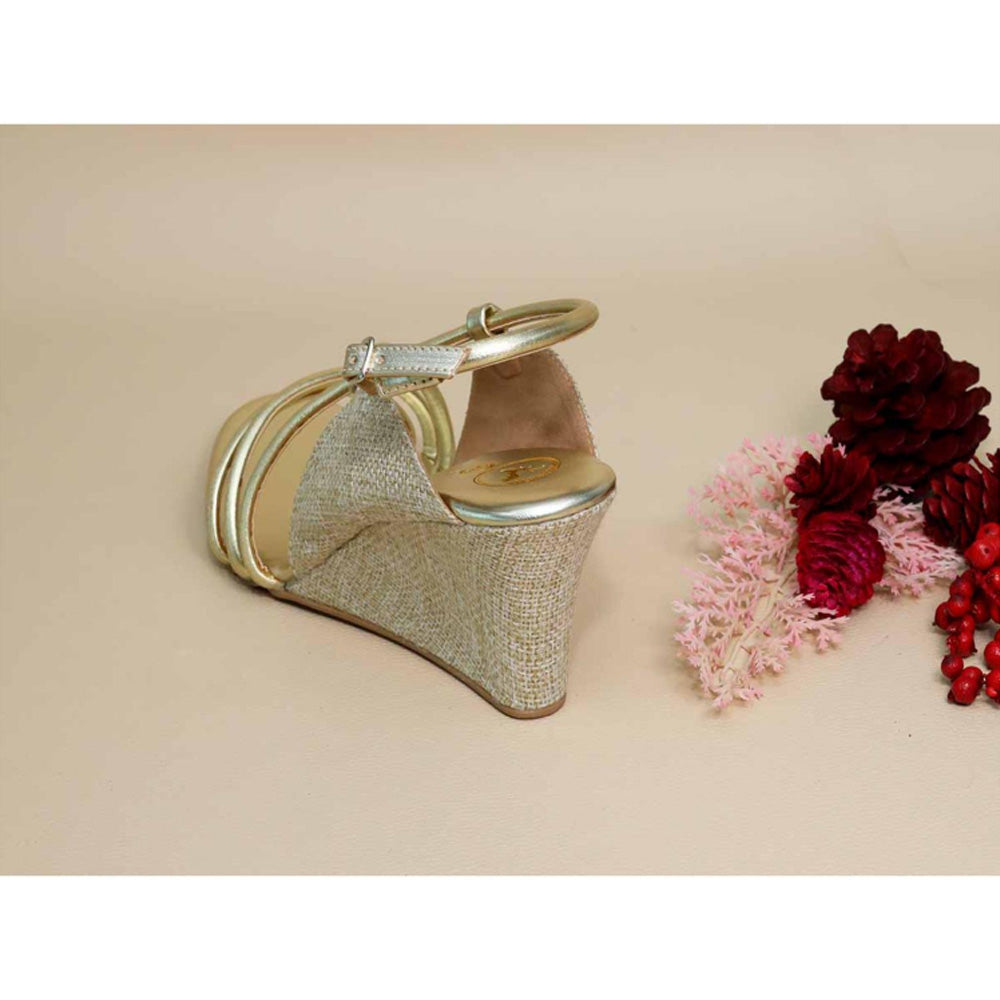 Sana K Luxurious Footwear Gold String Half Wedges