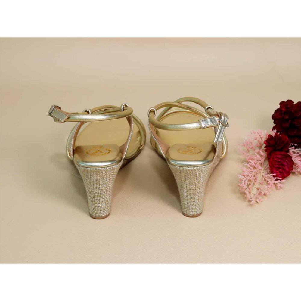 Sana K Luxurious Footwear Gold String Half Wedges