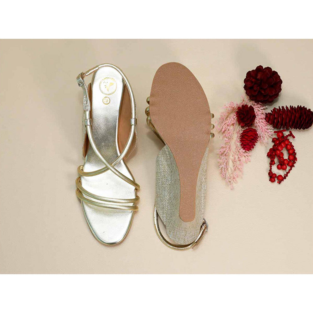 Sana K Luxurious Footwear Gold String Half Wedges