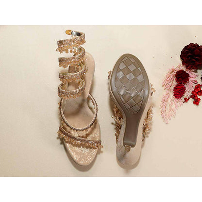 Sana K Luxurious Footwear Glitz Gold Springs Letoes Pencil Heels