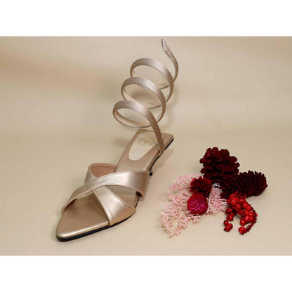 Sana K Luxurious Footwear Beige Spring Kitten Heels