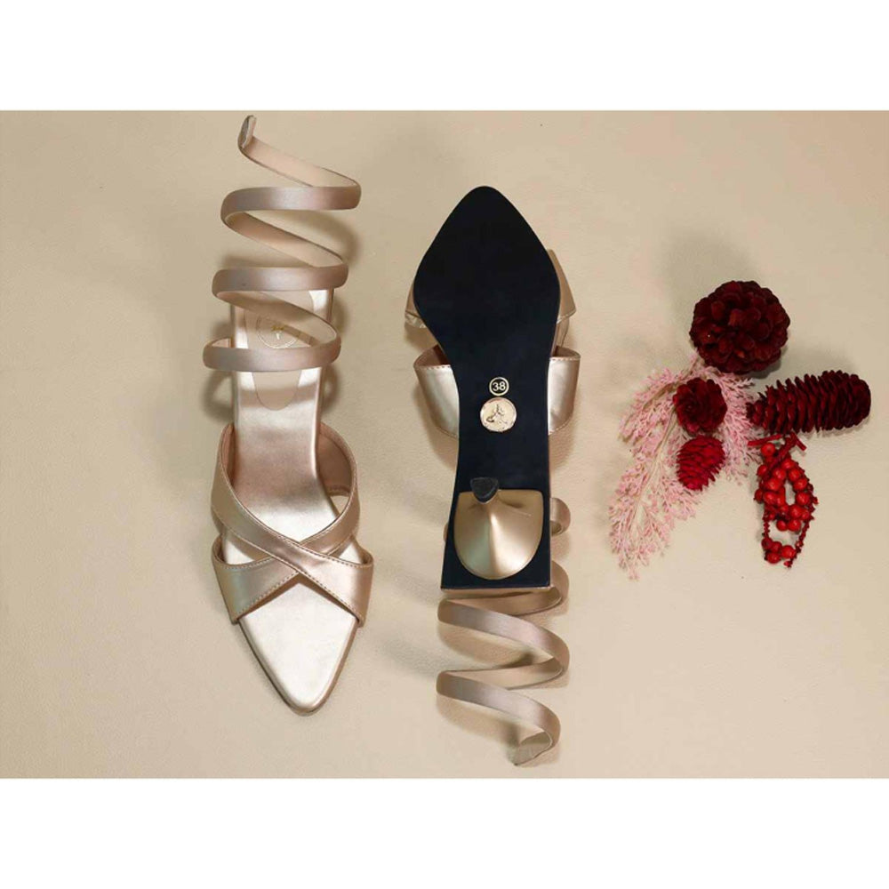 Sana K Luxurious Footwear Beige Spring Kitten Heels