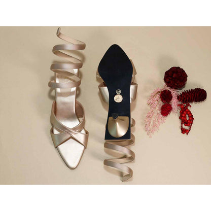 Sana K Luxurious Footwear Beige Spring Kitten Heels