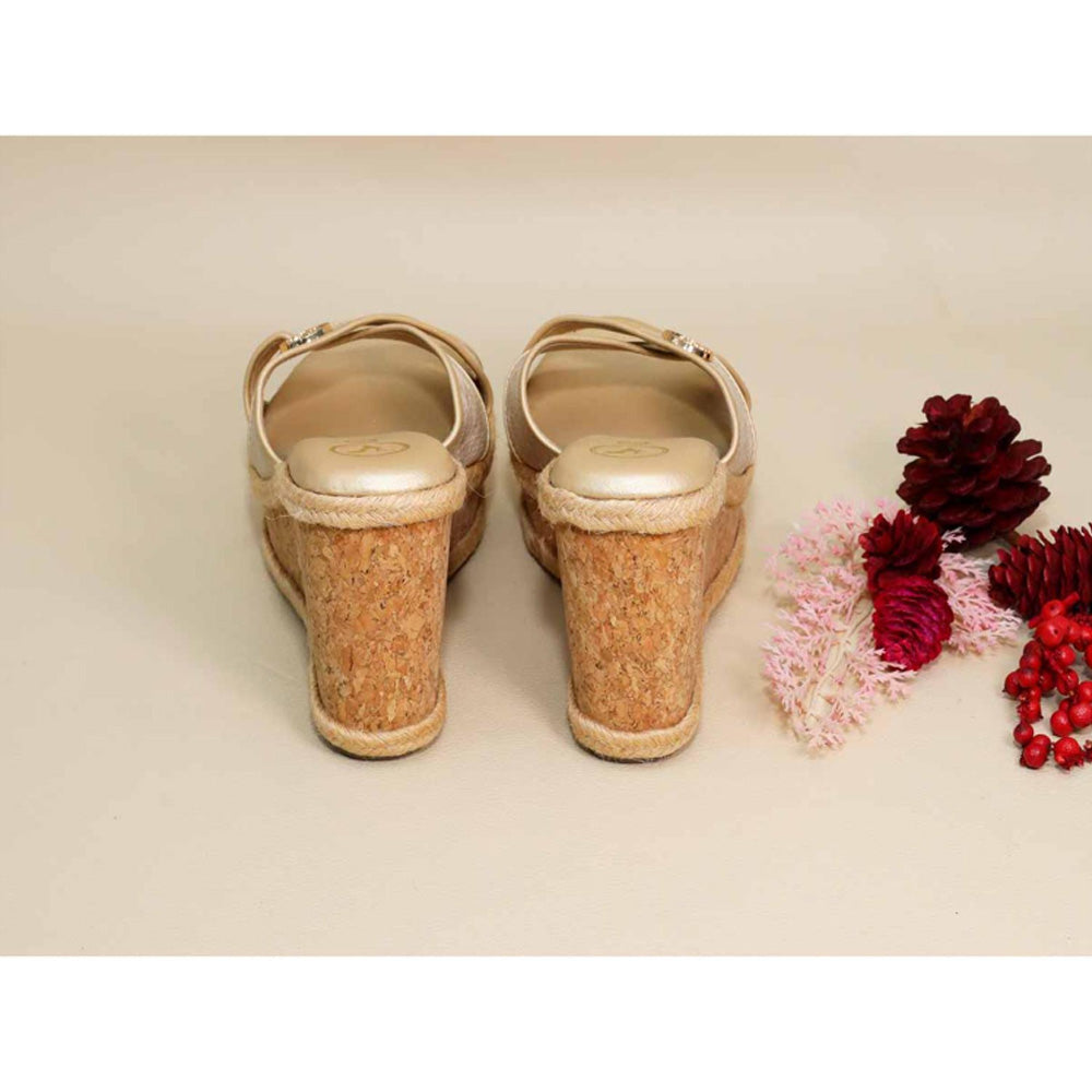 Sana K Luxurious Footwear Beige X Logo Wedges
