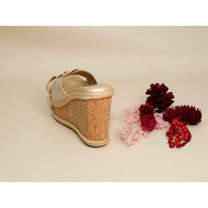 Sana K Luxurious Footwear Beige X Logo Wedges