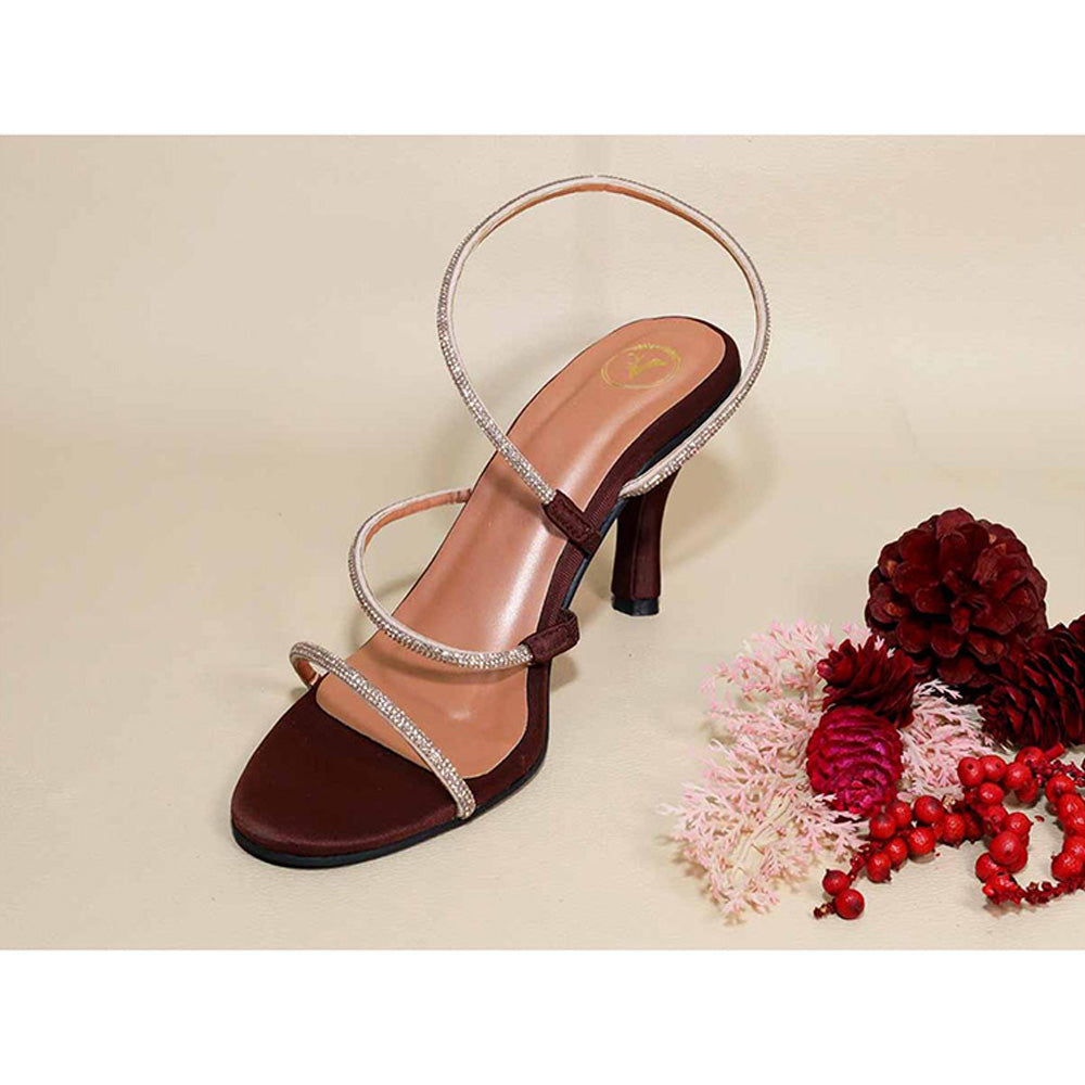Sana K Luxurious Footwear Berry Rose Brown Pencil Heels