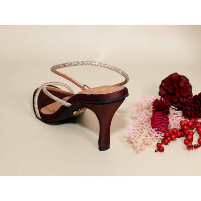 Sana K Luxurious Footwear Berry Rose Brown Pencil Heels